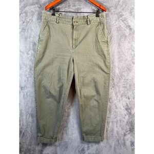 Banana Republic Barrel Leg Pants Womens 16 36x25 Olive Green Cotton Tapered
